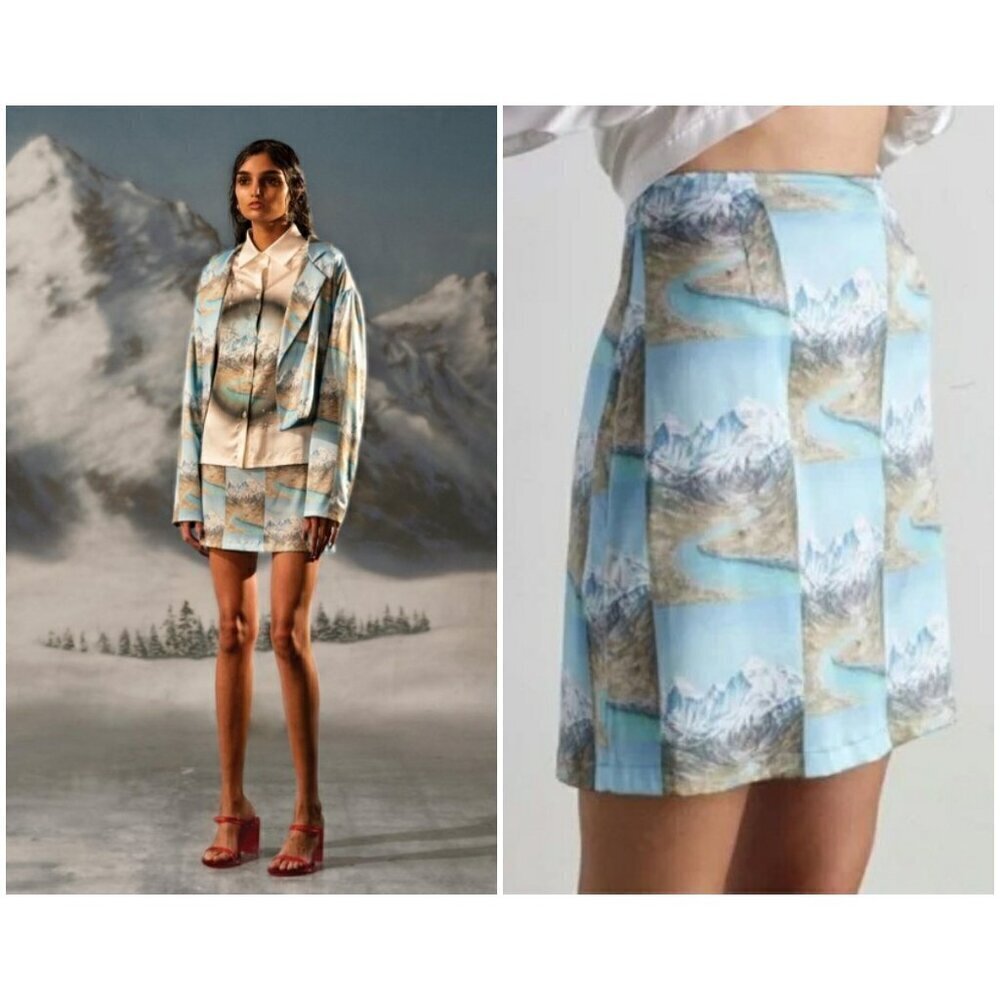 💕MAISIE WILEN💕 Dial Up Skirt ~ Alpine Mountain Scene Medium M NWT